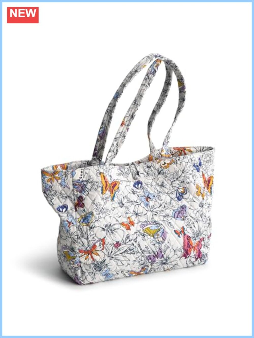 Quilted Cotton Small Tote Bag with Pockets